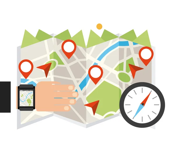 Aplicativo GPS — Vetor de Stock