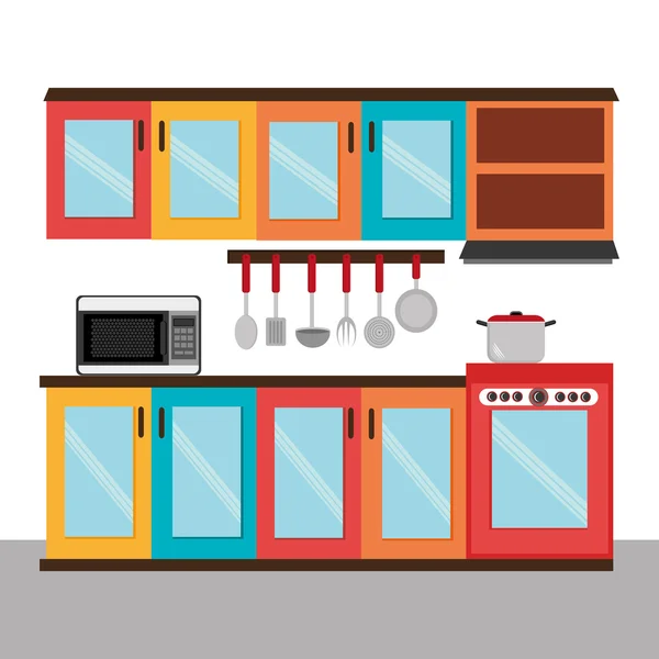 การออกแบบห้องครัว, ภาพวาดเวกเตอร์ . — ภาพเวกเตอร์สต็อก