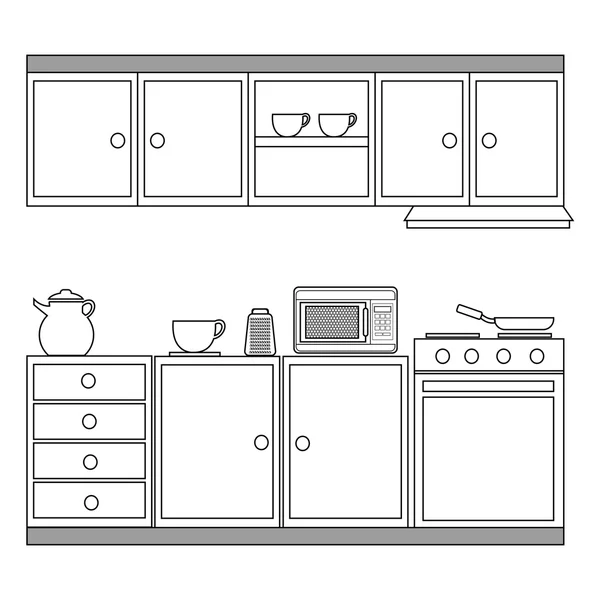 厨房设计、 矢量图. — 图库矢量图片