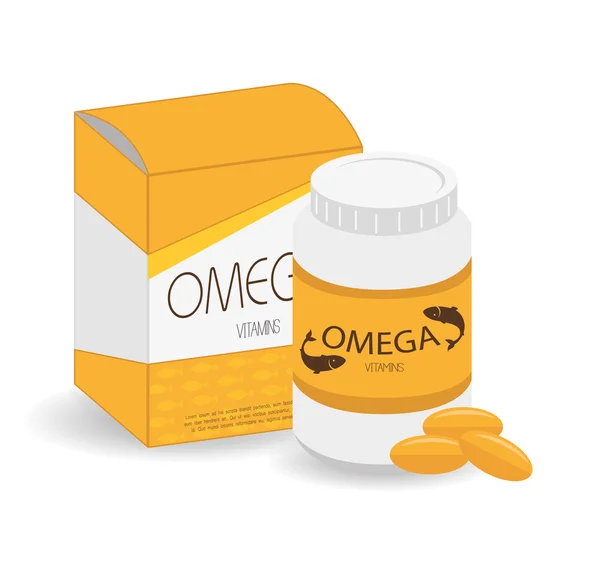 Omega-3-Design, Vektorabbildung. — Stockvektor