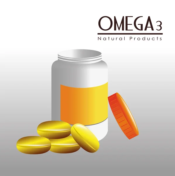 Omega-3-Design, Vektorabbildung. — Stockvektor