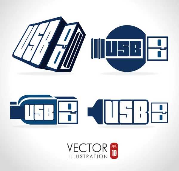 USB design, vektorové ilustrace. — Stockový vektor