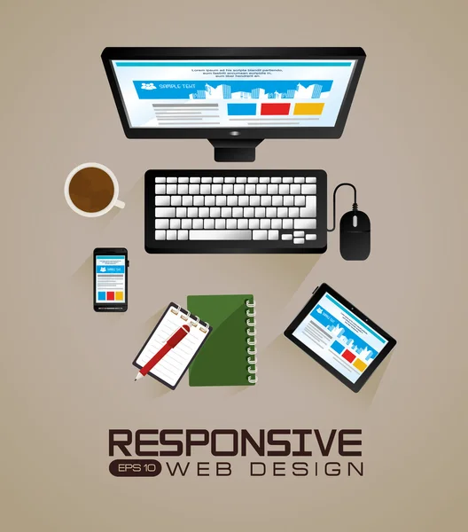 Responsivt webdesign, vektorillustration . – Stock-vektor