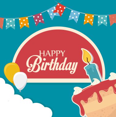 Mutlu doğum günü kartı tasarımı.