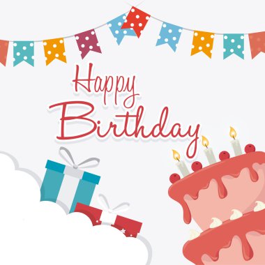 Mutlu doğum günü kartı tasarımı.