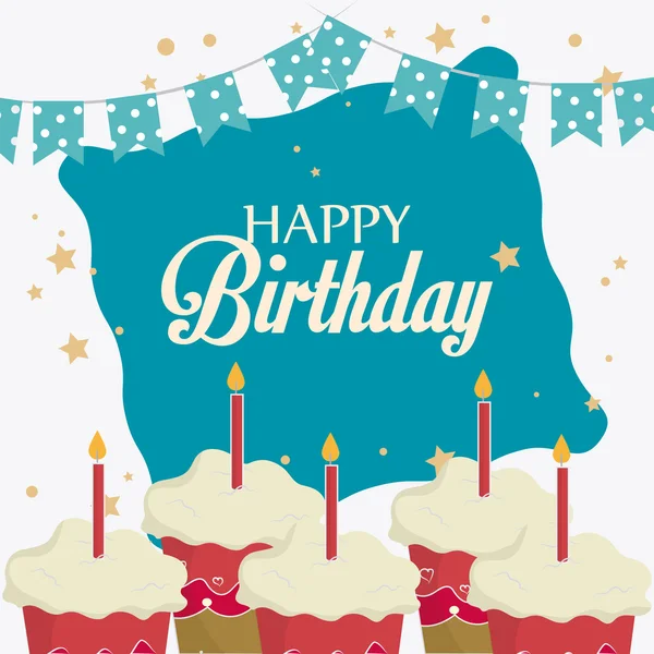 Diseño feliz tarjeta de cumpleaños. — Vector de stock