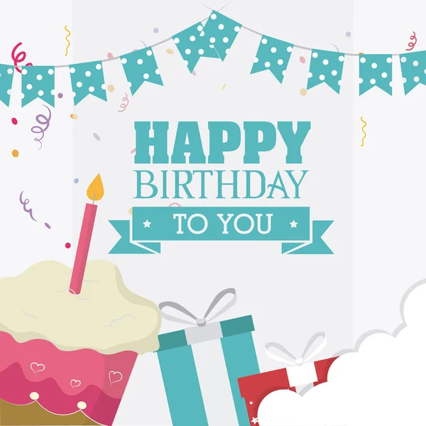 Diseño feliz tarjeta de cumpleaños. — Vector de stock