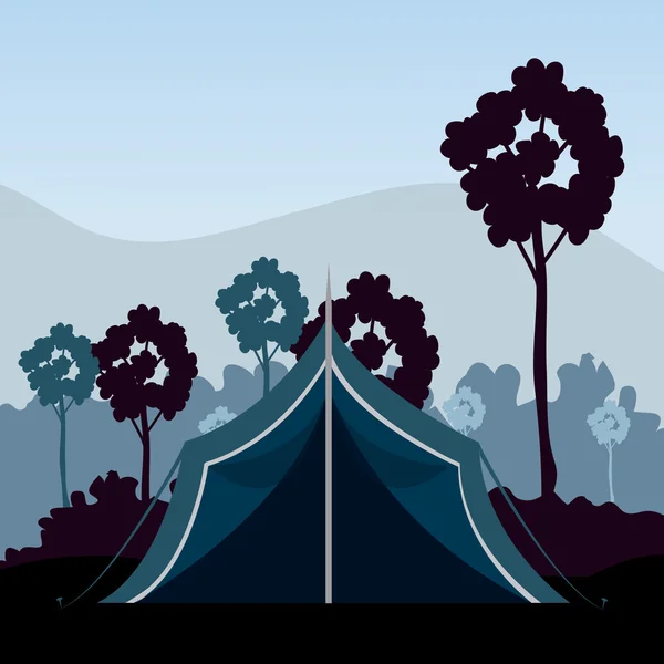 Camping disegno illustrazione — Vettoriale Stock