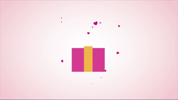 Regalo en el corazón Vídeo animación — Vídeos de Stock