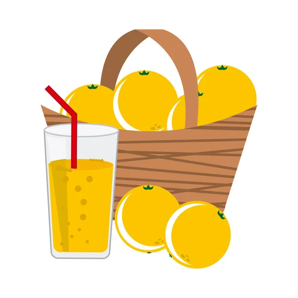 Basket oranges — Stock Vector