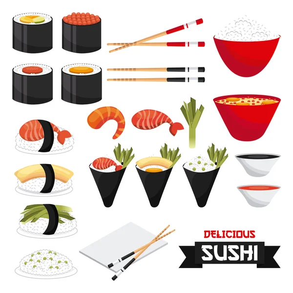 Delicioso sushi — Vetor de Stock