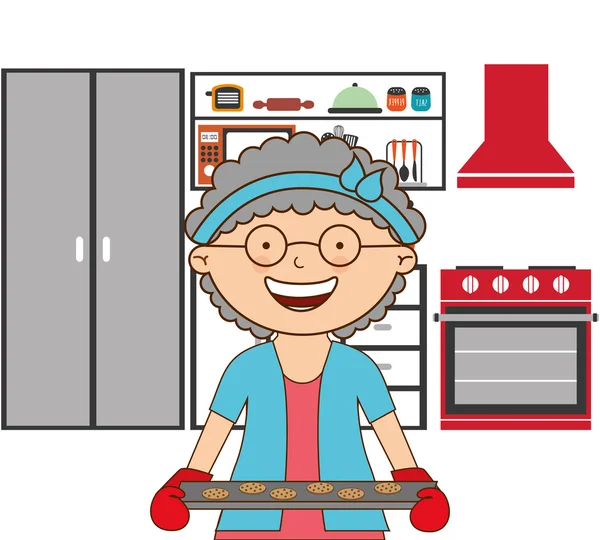 Grand-mère cuisine — Image vectorielle