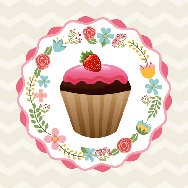 Édes cupcake — Stock Vector