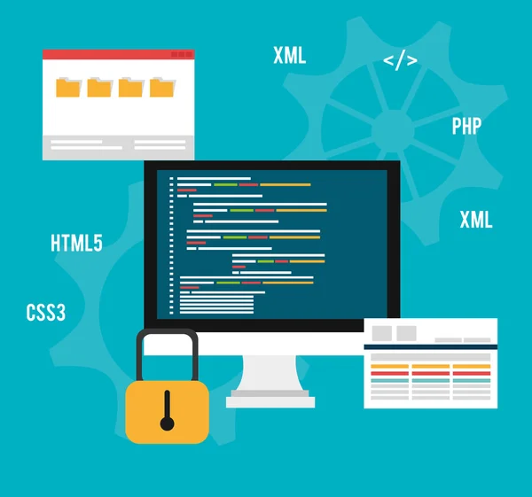 Разработка программного обеспечения . — стоковый вектор