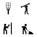 Working Construction Hard Labor Pictogram Icon Symbol Sign Stock Vector ...