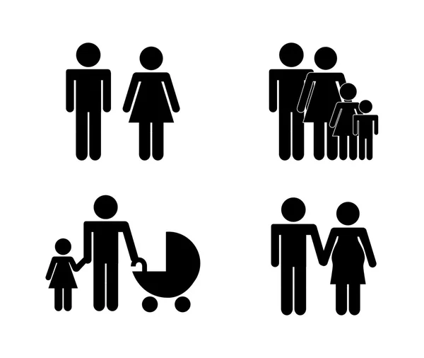 Familie Silhouet — Stockvector