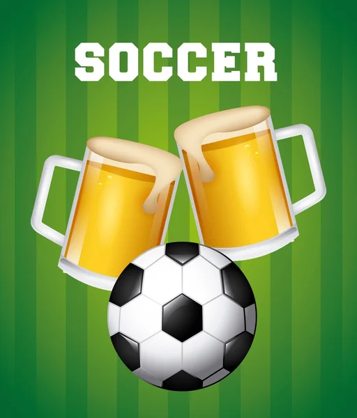 Fútbol y cerveza — Vector de stock