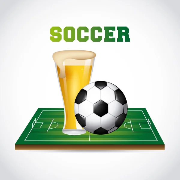 Fútbol y cerveza — Vector de stock