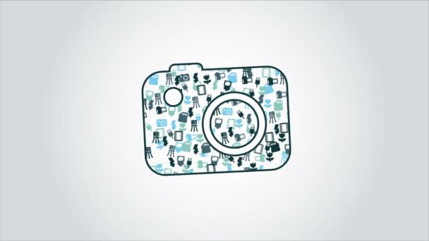 Icone della fotocamera Animazione video — Video Stock