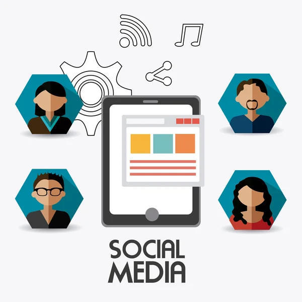 Projekt media społeczne. — Wektor stockowy