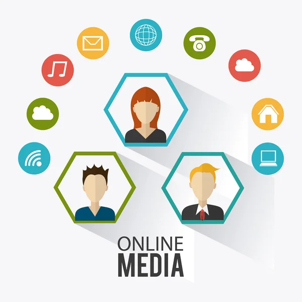 Conception de médias en ligne . — Image vectorielle
