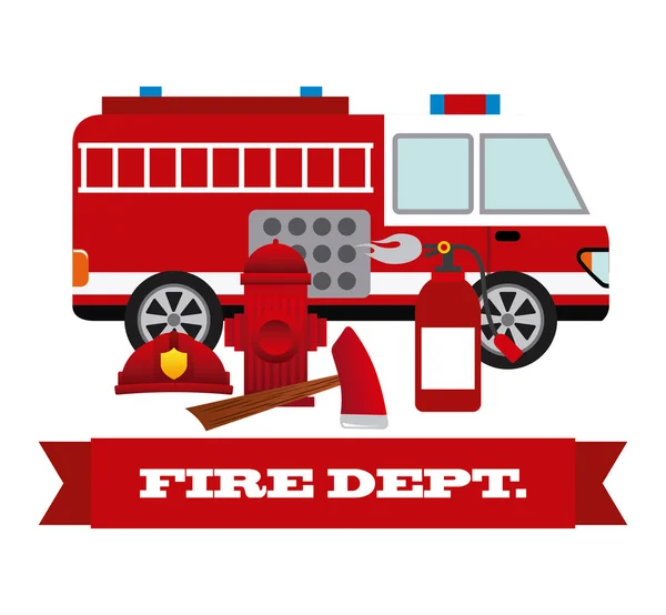 Návrh štítku hasič — Stockový vektor