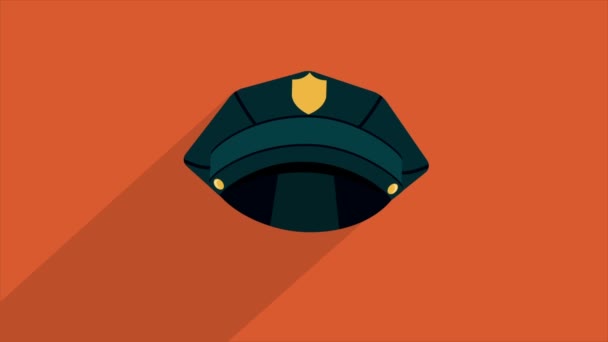 Sombrero de policía Vídeo animación — Vídeos de Stock