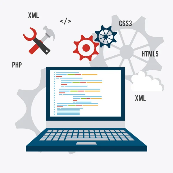 Разработка программного обеспечения . — стоковый вектор