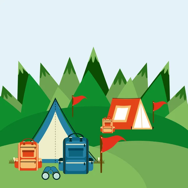 Aventura de camping — Vector de stock