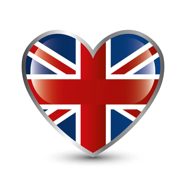 Cuore e bandiera inglese, immagine vettoriale — Vettoriali 