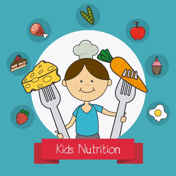 Kinderen eten ontwerp. — Stockvector