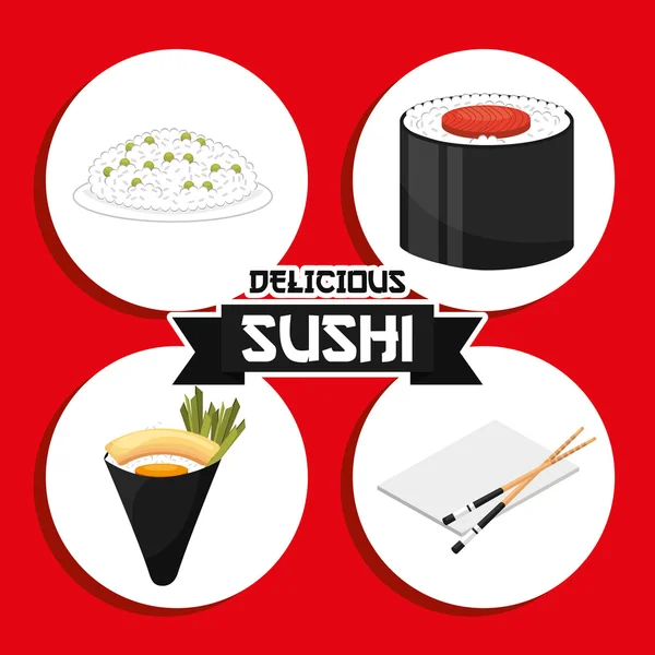 Sushi lezat - Stok Vektor