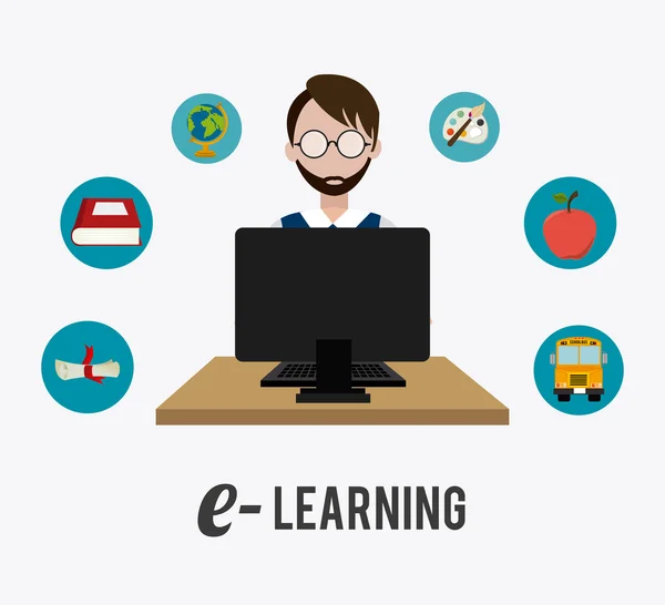 ELearning design digitale . — Vettoriale Stock