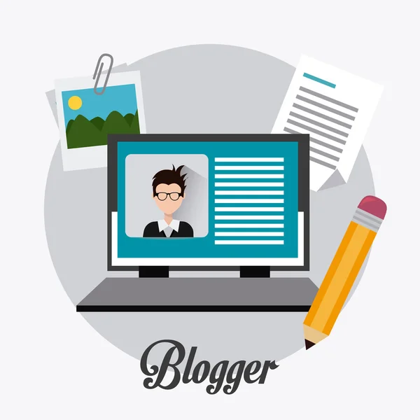 Blogger design digital . — Vetor de Stock