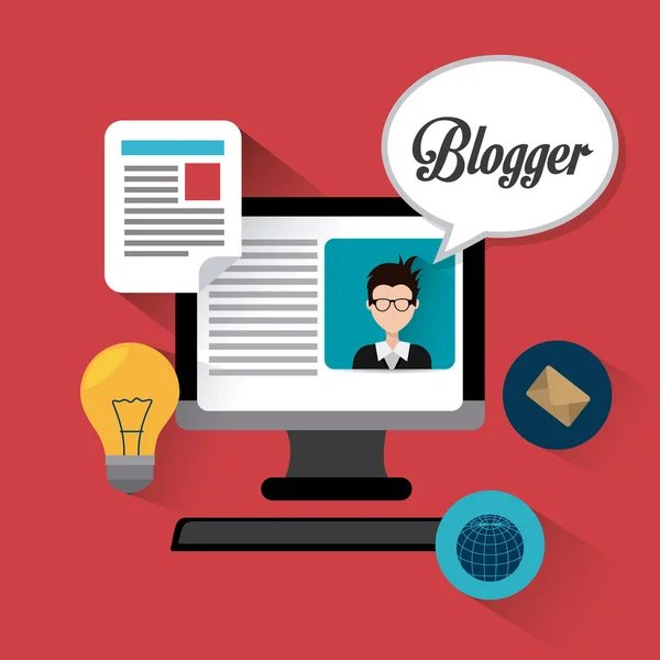 Blogger diseño digital . — Vector de stock