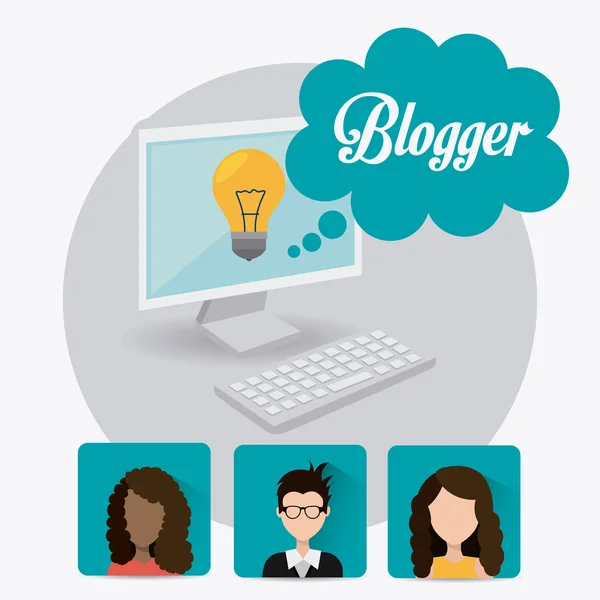 Blogger digitaal ontwerp. — Stockvector