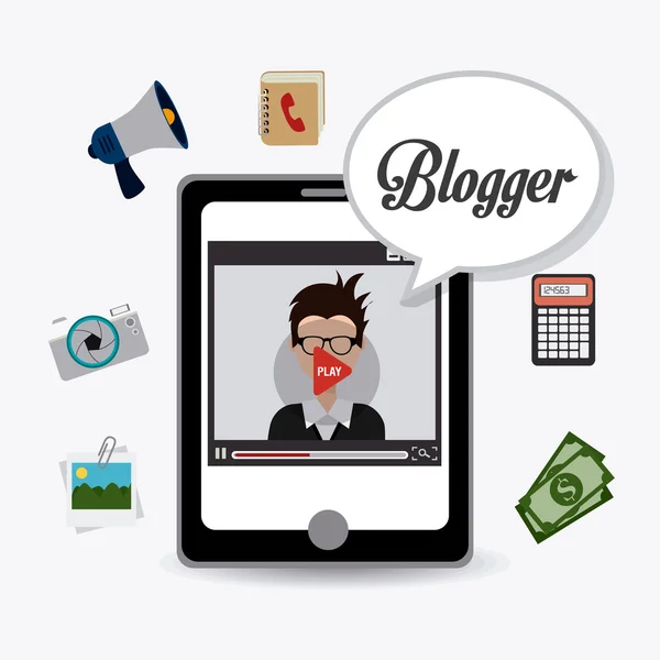 Blogger design digital . — Vetor de Stock