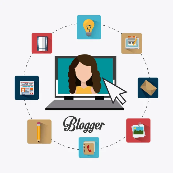 Design digitale del blogger . — Vettoriale Stock