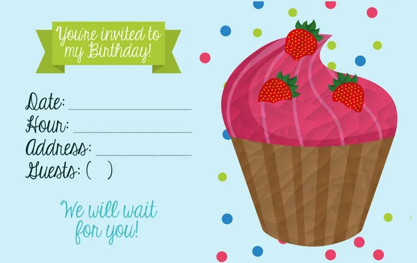 Birthday invitation with cake — Wektor stockowy