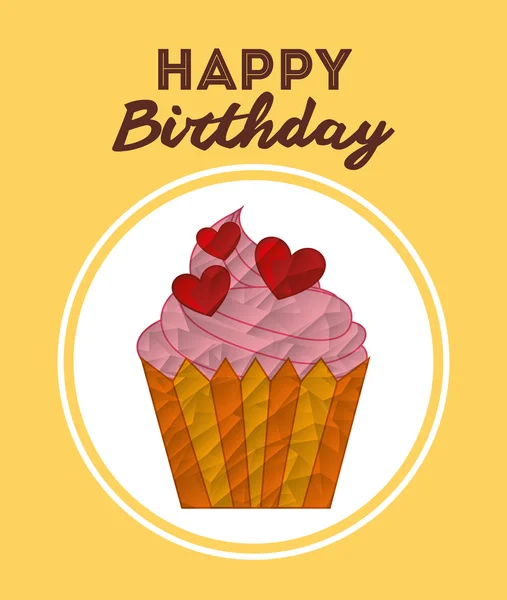 Invitación de cumpleaños con pastel — Vector de stock