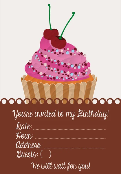 Birthday invitation with cake — Stockvector