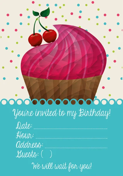 Birthday invitation with cake — Stockvector