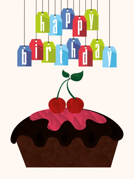 Birthday invitation with cupcake — 스톡 벡터