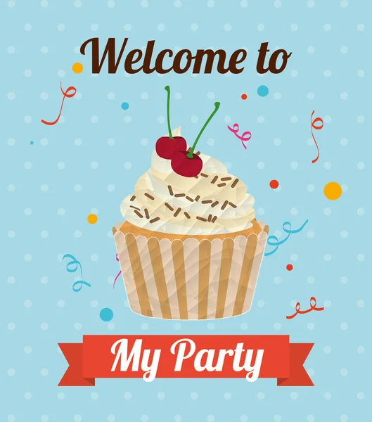 Birthday invitation with cupcake — ストックベクタ