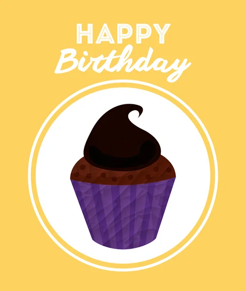 Birthday invitation with cupcake — Stockvector