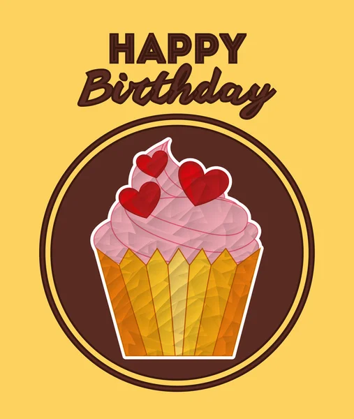 Birthday invitation with cupcake — Stock vektor