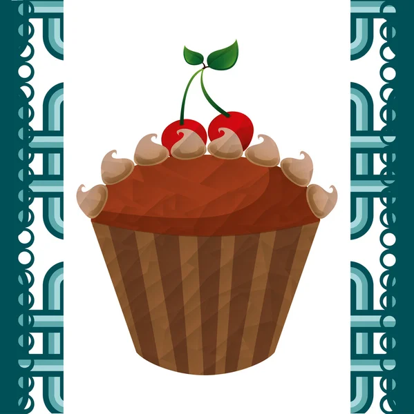 Card with delicious cupcake — Stockvector
