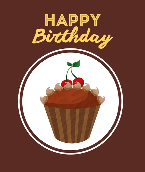 Invitation d'anniversaire avec cupcake — Image vectorielle