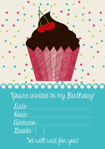 Birthday invitation with cake — Stockvector