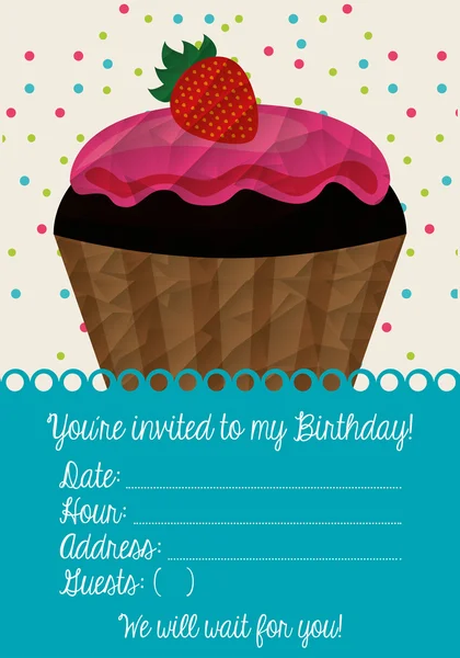 Birthday invitation with cake — 图库矢量图片